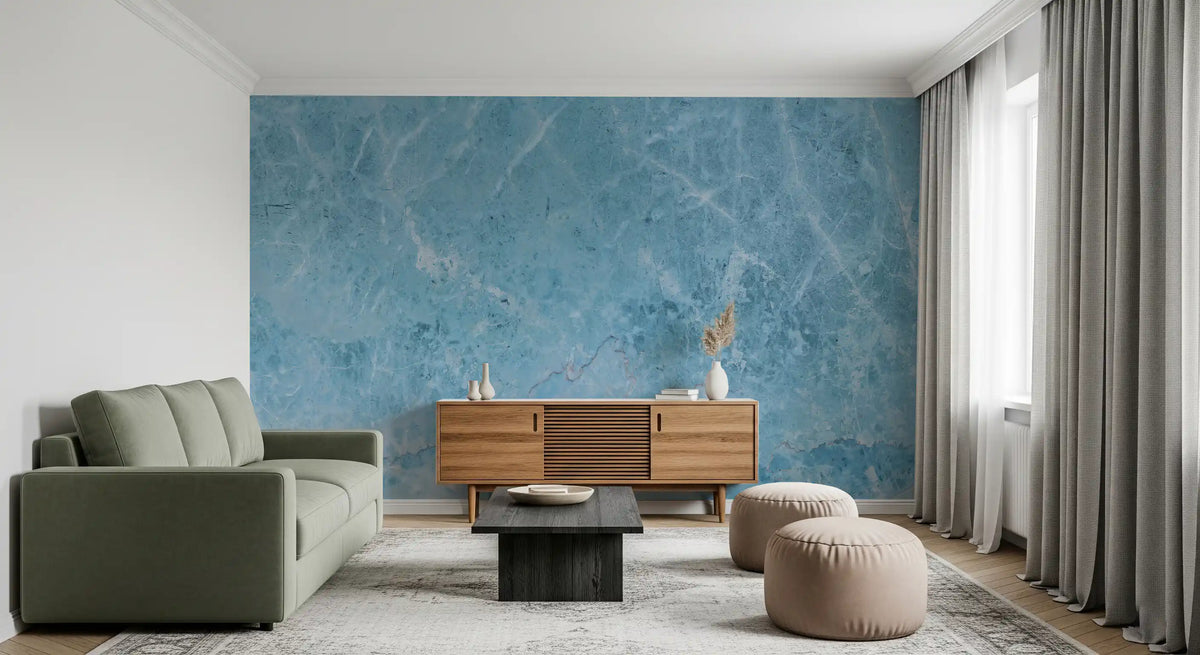 Azure Marble Vein Texture Wall Mural