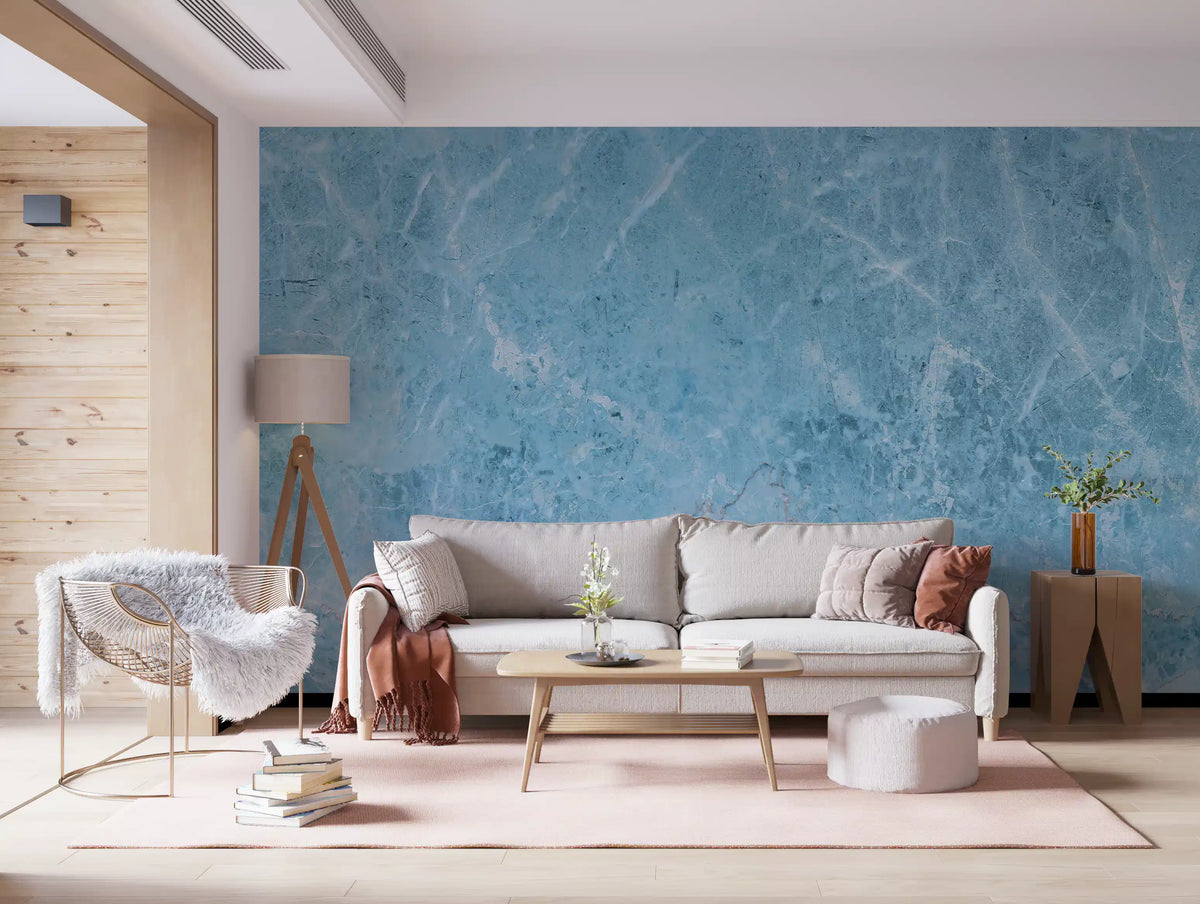 Azure Marble Vein Texture Wall Mural