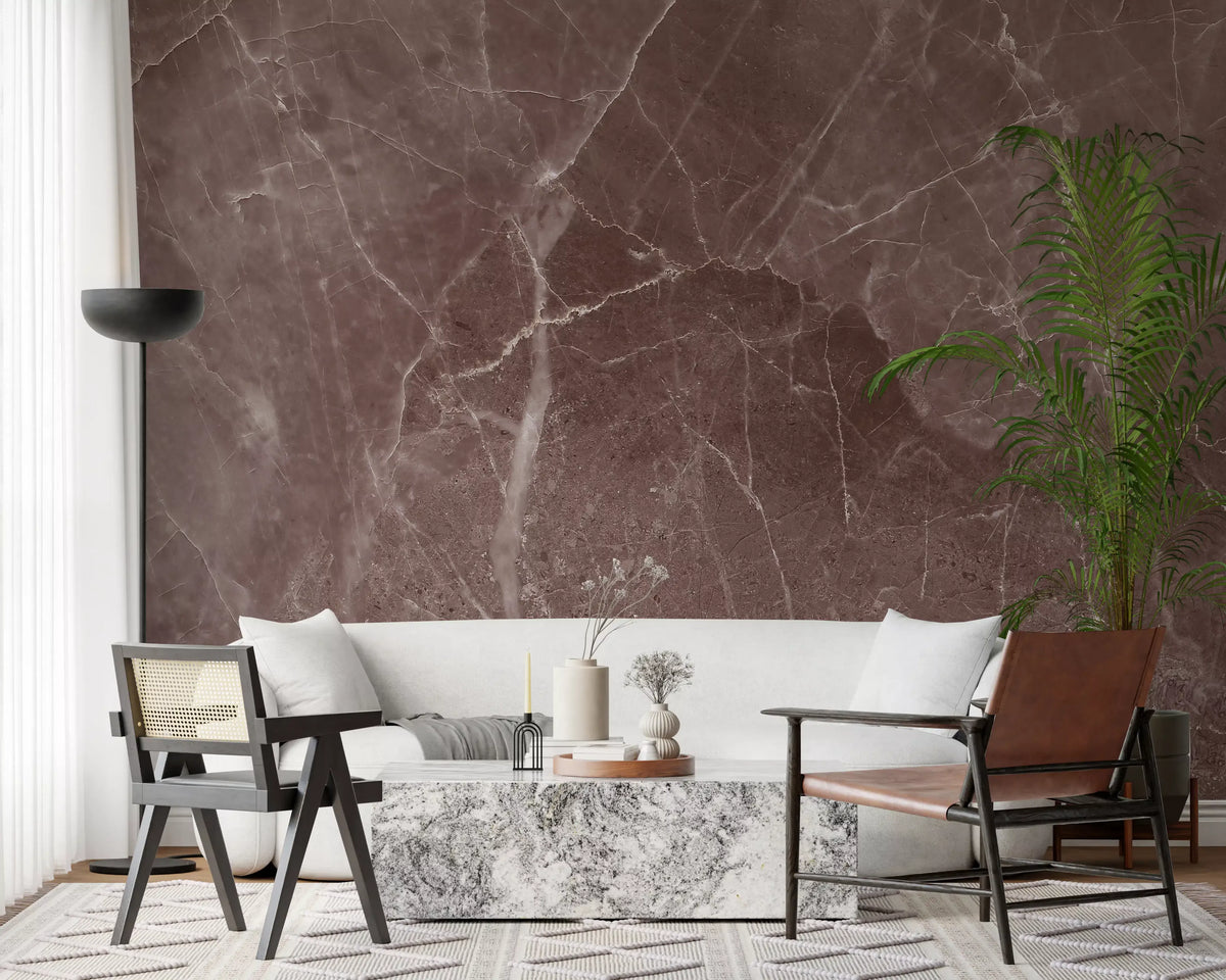 Rustic Earthy Brown Stone Slab Wall Mural