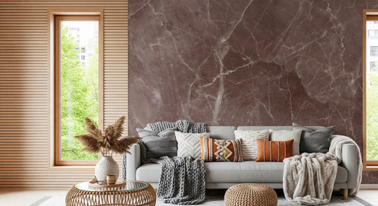 Rustic Earthy Brown Stone Slab Wall Mural