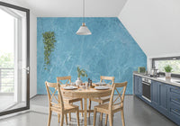 Serene Azure Marble Texture Wall Mural
