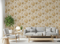 Alpine Botanical Silhouettes - Gold Wallpaper⁠