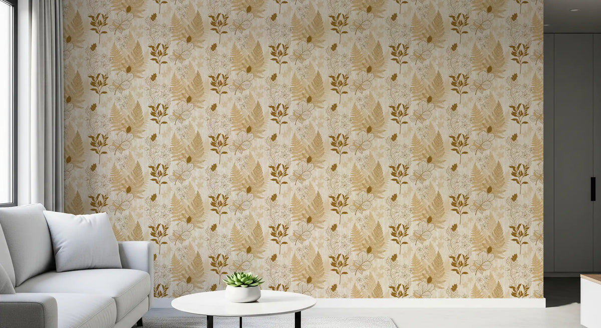 Alpine Botanical Silhouettes - Gold Wallpaper⁠