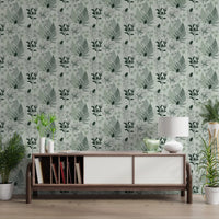 Alpine Botanical Silhouettes - Green Wallpaper⁠