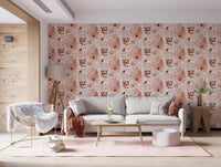 Alpine Botanical Silhouettes - Rusty Red Wallpaper⁠