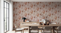 Alpine Botanical Silhouettes - Rusty Red Wallpaper⁠