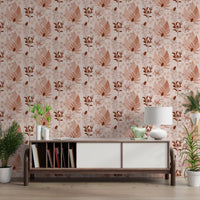 Alpine Botanical Silhouettes - Rusty Red Wallpaper⁠