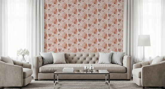 Alpine Botanical Silhouettes - Rusty Red Wallpaper⁠