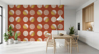 Rust Red Mustard Circles Wallpaper Mid Century Wallpaper⁠