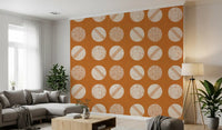 Burnt Orange Cream Circles Wallpaper Mid Century Wallpaper⁠