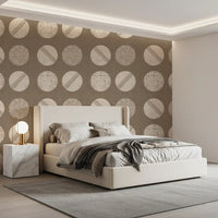 Warm Taupe Cream Circles Wallpaper Mid Century Wallpaper⁠