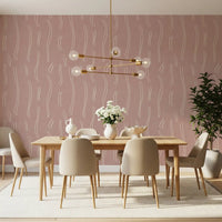 Blush Pink Wavy Stripe Wallpaper Mid Century Wallpaper⁠