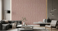 Blush Pink Wavy Stripe Wallpaper Mid Century Wallpaper⁠