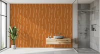Burnt Orange Wavy Stripe Wallpaper Mid Century Wallpaper⁠