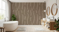 Warm Taupe Wavy Stripe Wallpaper Mid Century Wallpaper⁠