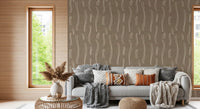Warm Taupe Wavy Stripe Wallpaper Mid Century Wallpaper⁠