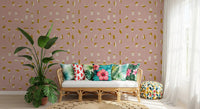 Blush Pink Abstract Shapes Wallpaper Mid Century Wallpaper⁠