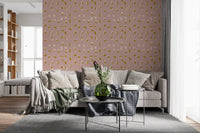 Blush Pink Abstract Shapes Wallpaper Mid Century Wallpaper⁠