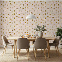 Cream Mustard Abstract Shapes Wallpaper Mid Century Wallpaper⁠