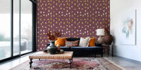 Burgundy Abstract Shapes Wallpaper Mid Century Wallpaper⁠