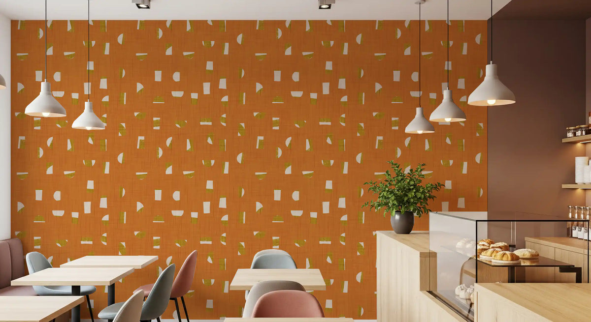 Burnt Orange Abstract Shapes Wallpaper Mid Century Wallpaper⁠