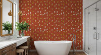 Rust Red Abstract Shapes Wallpaper Mid Century Wallpaper⁠