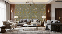 Sage Green Abstract Shapes Wallpaper Mid Century Wallpaper⁠