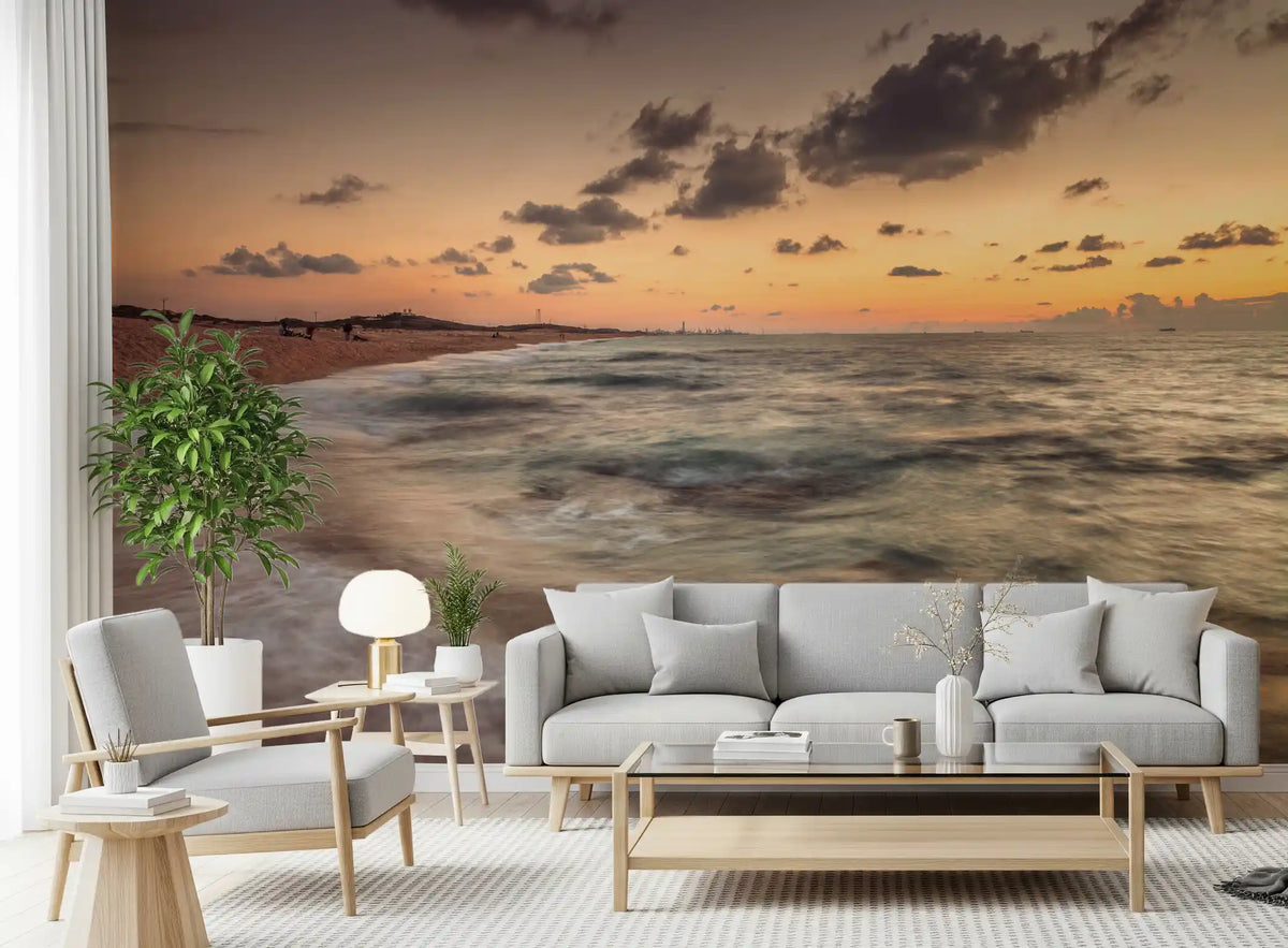 Amber Dusk Shoreline Wall Mural