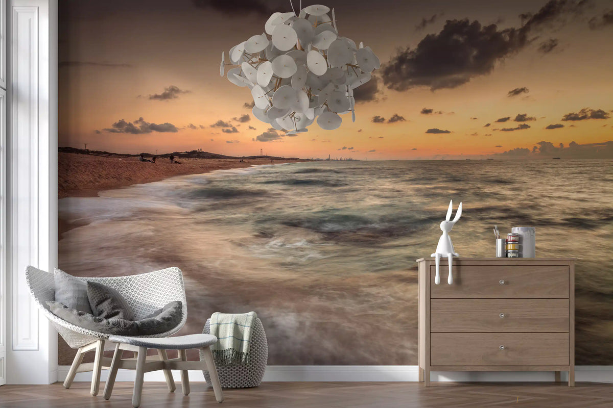 Amber Dusk Shoreline Wall Mural