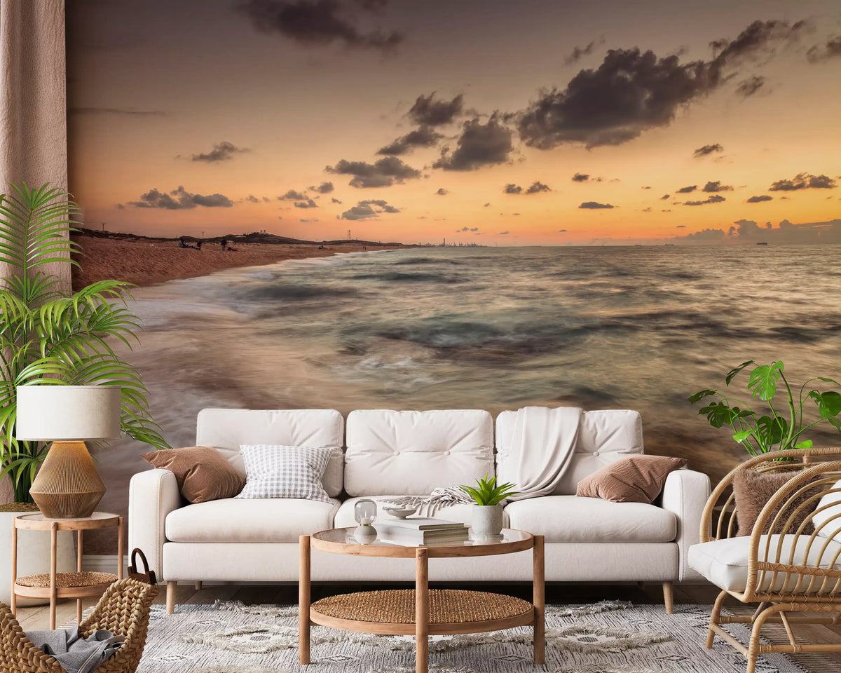 Amber Dusk Shoreline Wall Mural