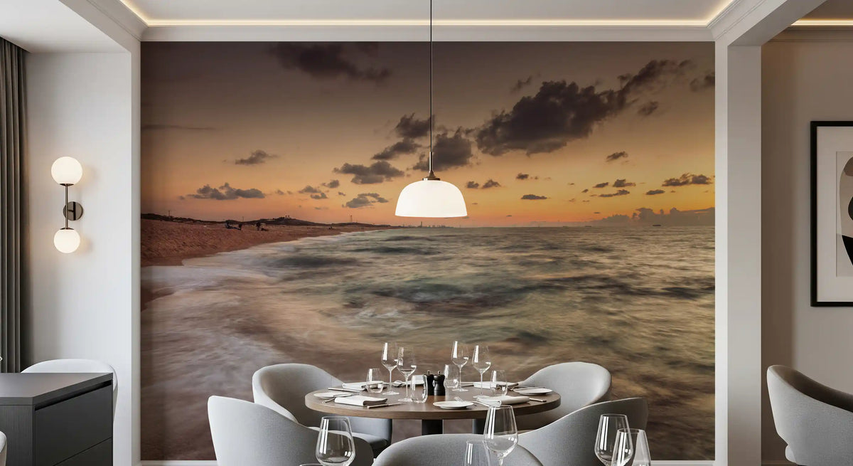 Amber Dusk Shoreline Wall Mural