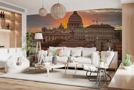 St. Peter's Basilica Golden Hour Wall Mural