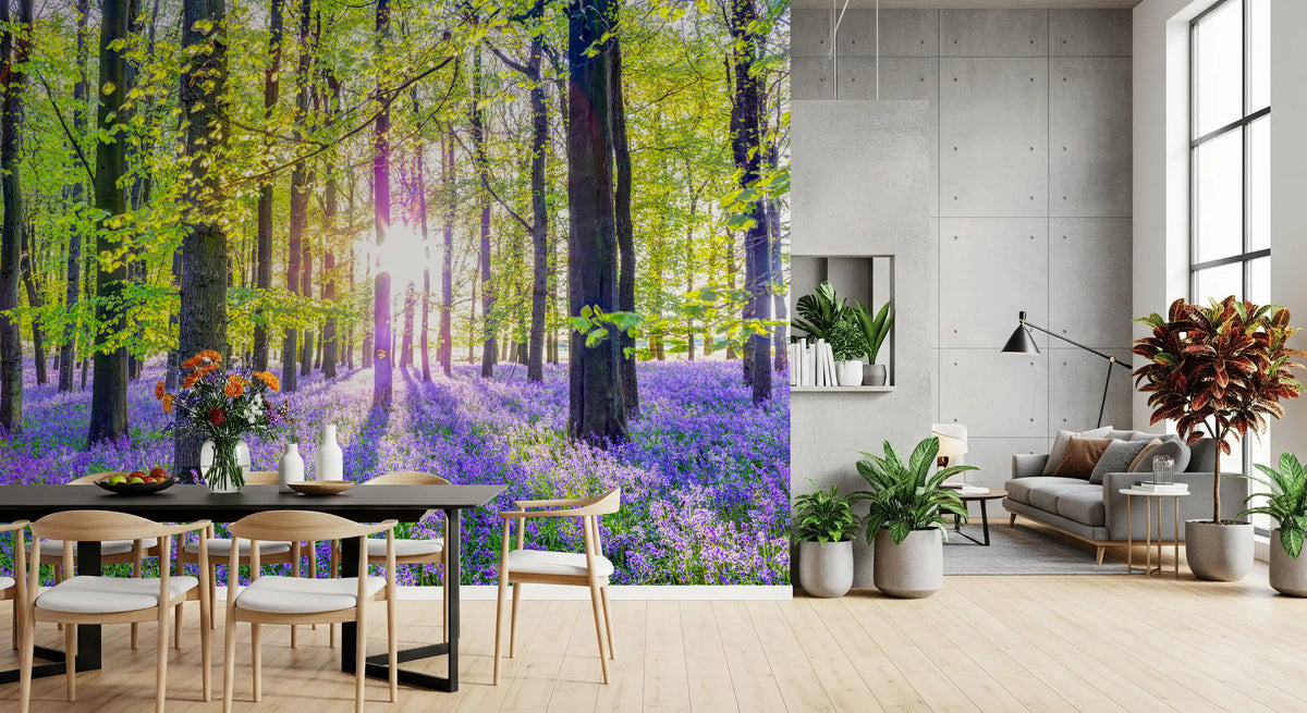 Springtime Purple Woodland Vista Wall Mural