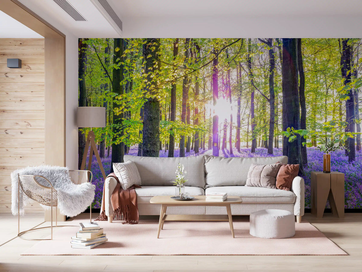 Springtime Purple Woodland Vista Wall Mural