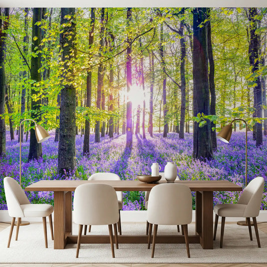 Springtime Purple Woodland Vista Wall Mural