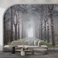 Enchanted Foggy Pine Corridor Wall Mural