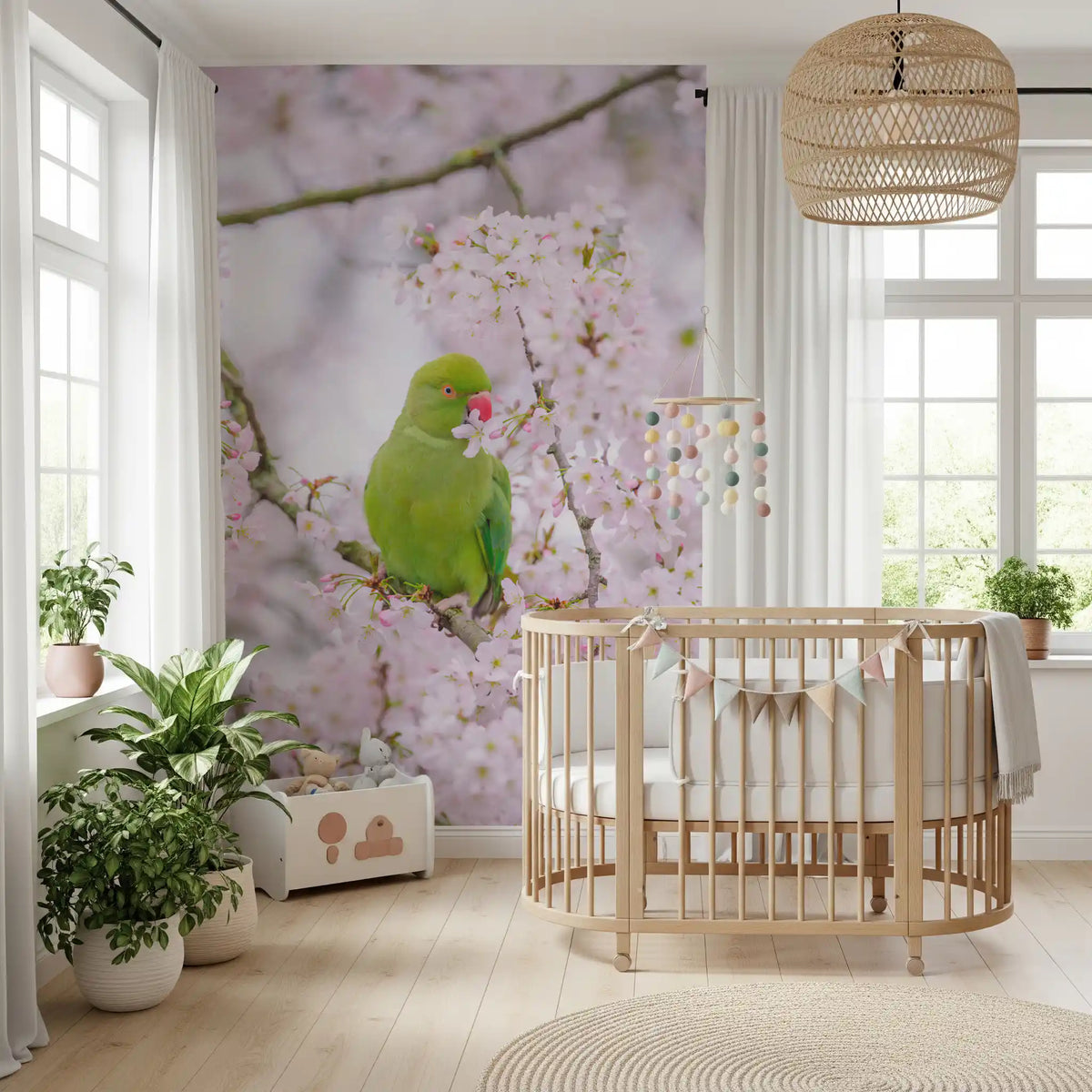 Avian Floral Sanctuary Wall Mural