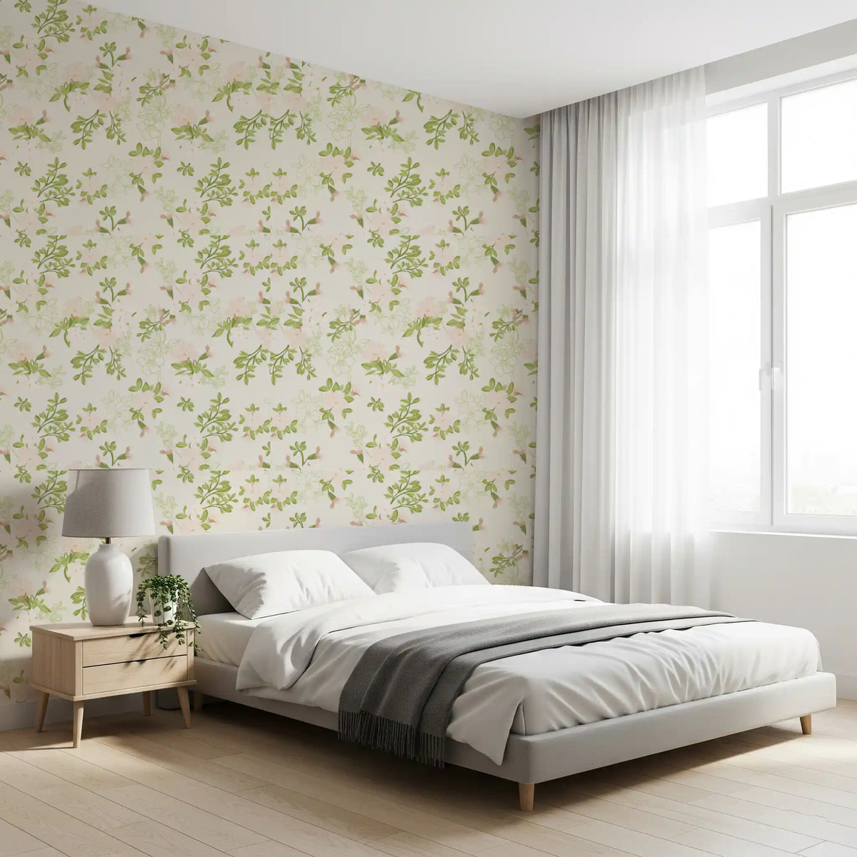 Soft Blush Petal Meadow Wallpaper⁠