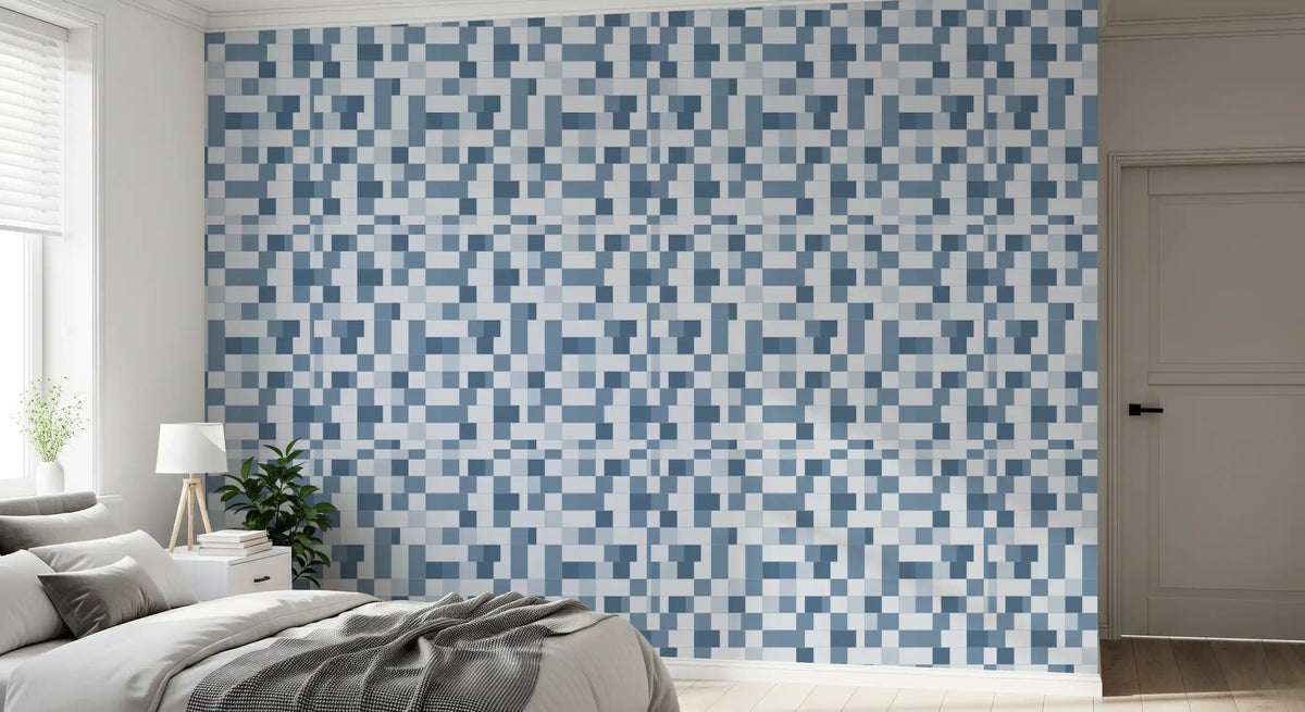 Minimalist Blue Mosaic Grid Wallpaper⁠