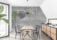 Gothic Flock Gray Halloween Wall Covering Wallpaper - Giffywalls