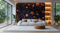 Halloween Pumpkins Owls Wallpaper Mural.