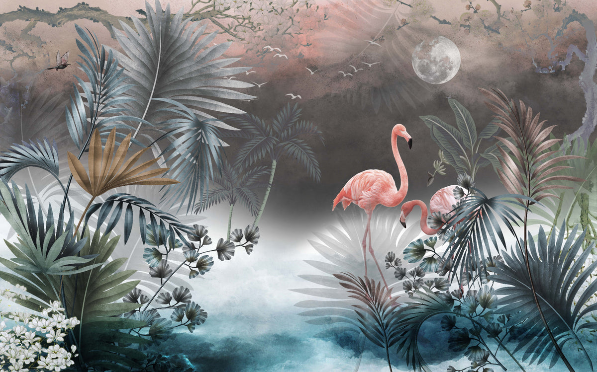 Monstera Leaves Wallpaper Murals in your room — zoomed