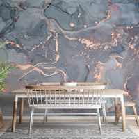Metallic Copper Veins Abstract Wall Mural - Giffywalls