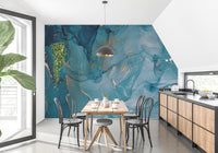 Alcohol Ink Art Blue Wallpaper Mural - Giffywalls