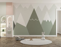 Soft Colored Kids Room Mountain Design Wallpaper - Giffywalls