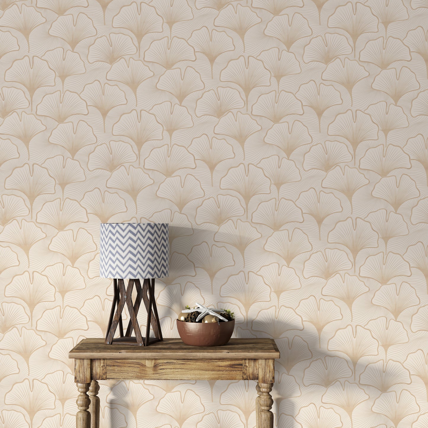 Tranquil wallpaper design featuring graceful ginkgo foliage

