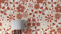 Cozy cream wallpaper with maximalist faced floral design

