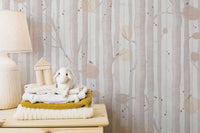 Cream color tree wallpaper mural design