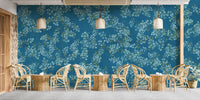 Blue peel and stick floral wallpaper
