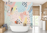 Modern abstract paint strokes wall mural
